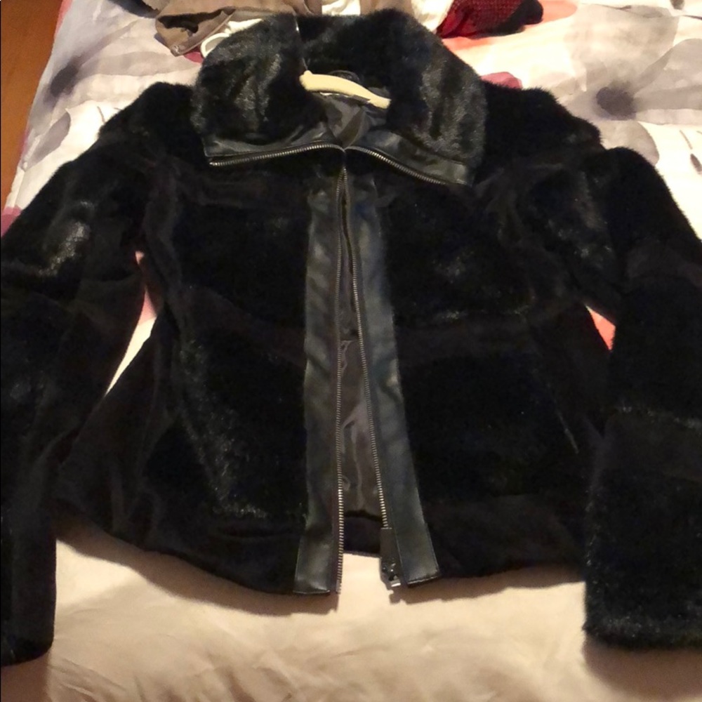 New York& Company: Faux Fur Leather Jacket Size XS